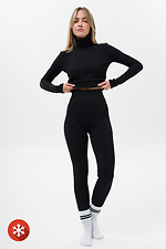 Women's Warm Ribbed Leggings with Fur Chery Black Without 8056052 photo №9