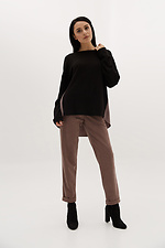 Schwarzer Jersey-Pullover mit langem Chiffon-Rücken Garne 3039053 Foto №6