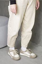 Women's sneakers made of genuine leather combination of beige and cappuccino  4207053 photo №2