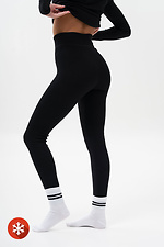 Warme Rippenleggings mit Fell für Damen, limitiert, Schwarz Without 8056053 Foto №5