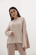 Beżowy sweter dżersejowy z długim szyfonowym tyłem Garne 3039054 zdjęcie №2