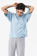 Niebieska dzianinowa koszulka IKE ze sznurkiem Garne 3042054 zdjęcie №5