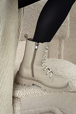 Demi-season boots with lace and beige zippers.  4206054 photo №5