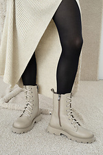 Demi-season boots with lace and beige zippers.  4206054 photo №6