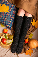 Knielange Strickleggings aus schwarzer Wolle mit glänzendem Lurex SOX 8041054 Foto №1