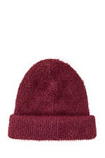 Burgundowa puszysta czapka na zimę  4038055 zdjęcie №2