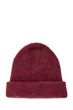 Burgundowa puszysta czapka na zimę  4038055 zdjęcie №3