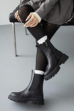 Leather high winter Chelsea boots with black zipper  4206055 photo №6