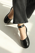 Women's shoes with wide round toe black genuine leather  4207055 photo №1
