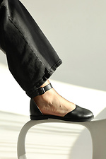 Women's shoes with wide round toe black genuine leather  4207055 photo №2