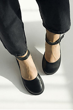 Women's shoes with wide round toe black genuine leather  4207055 photo №3