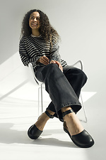 Women's shoes with wide round toe black genuine leather  4207055 photo №4