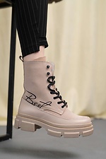 Бежеві демісезонні черевики у армійському стилі на платформі  8019055 фото №8