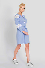 Short linen embroidered dress with puffed long sleeves NENKA 3103056 photo №1