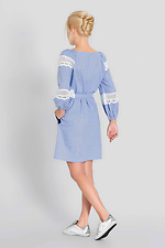 Короткое льняное платье вышиванка с длинными рукавами буфами NENKA 3103056 фото №2