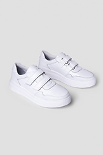 White Leather Velcro Sneakers  4206056 photo №1