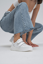 White Leather Velcro Sneakers  4206056 photo №2