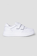 White Leather Velcro Sneakers  4206056 photo №4