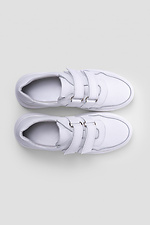White Leather Velcro Sneakers  4206056 photo №5