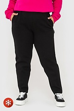 Утепленные зауженные штаны на флисе черного цвета Garne 3041057 фото №1