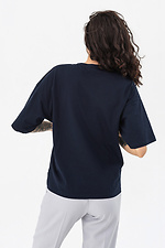 IKE dunkelblaues Strick-T-Shirt mit Kordelzug Garne 3042057 Foto №6