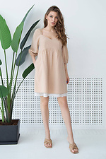 Короткое платье беби-долл с открытой спинкой и гипюром по подолу NENKA 3103057 фото №1