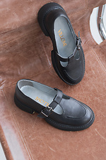 Жіночі шкіряні туфлі чорні на низькому ходу  4206057 фото №3