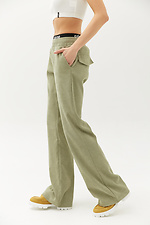 Широкие вельветовые штаны AVELLA зеленого цвета завышенной посадки Garne 3040058 фото №3
