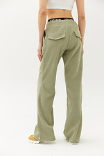 Широкие вельветовые штаны AVELLA зеленого цвета завышенной посадки Garne 3040058 фото №4