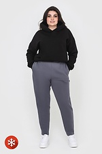 Утепленные зауженные штаны на флисе серого цвета Garne 3041058 фото №2