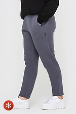 Утепленные зауженные штаны на флисе серого цвета Garne 3041058 фото №3