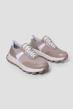 Women's sneakers in a combination of leather and beige suede.  4206058 photo №1