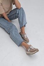 Women's sneakers in a combination of leather and beige suede.  4206058 photo №2