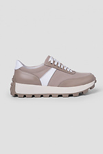 Women's sneakers in a combination of leather and beige suede.  4206058 photo №3
