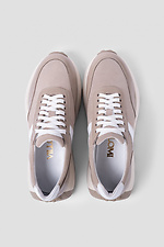 Women's sneakers in a combination of leather and beige suede.  4206058 photo №4