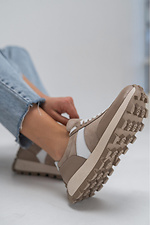 Women's sneakers in a combination of leather and beige suede.  4206058 photo №6