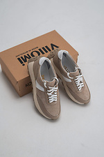 Women's sneakers in a combination of leather and beige suede.  4206058 photo №7