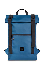 Blue large roll-top backpack in eco-leather with laptop pocket GARD 8011058 photo №1