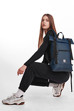 Blue large roll-top backpack in eco-leather with laptop pocket GARD 8011058 photo №2