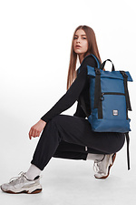 Blue large roll-top backpack in eco-leather with laptop pocket GARD 8011058 photo №7