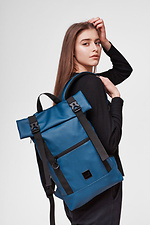 Blue large roll-top backpack in eco-leather with laptop pocket GARD 8011058 photo №10