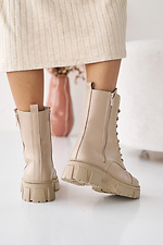 Бежеві зимові черевики у армійському стилі на платформі  8019058 фото №6