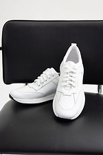 Men's sneakers made of genuine leather, white.  4206059 photo №2