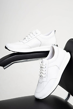 Men's sneakers made of genuine leather, white.  4206059 photo №4