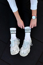 Высокие хлопковые носки белого цвета с принтом SOX 8041059 фото №1