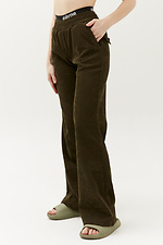 Широкие вельветовые штаны AVELLA зеленого цвета завышенной посадки Garne 3040060 фото №2