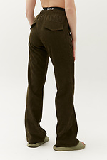 Широкие вельветовые штаны AVELLA зеленого цвета завышенной посадки Garne 3040060 фото №4