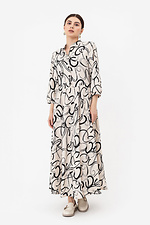 Tailliertes Kleid MICHELLE in milchiger Farbe mit schwarzem Muster Garne 3042060 Foto №1