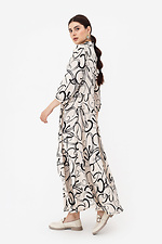 Tailliertes Kleid MICHELLE in milchiger Farbe mit schwarzem Muster Garne 3042060 Foto №4