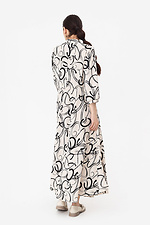 Tailliertes Kleid MICHELLE in milchiger Farbe mit schwarzem Muster Garne 3042060 Foto №8